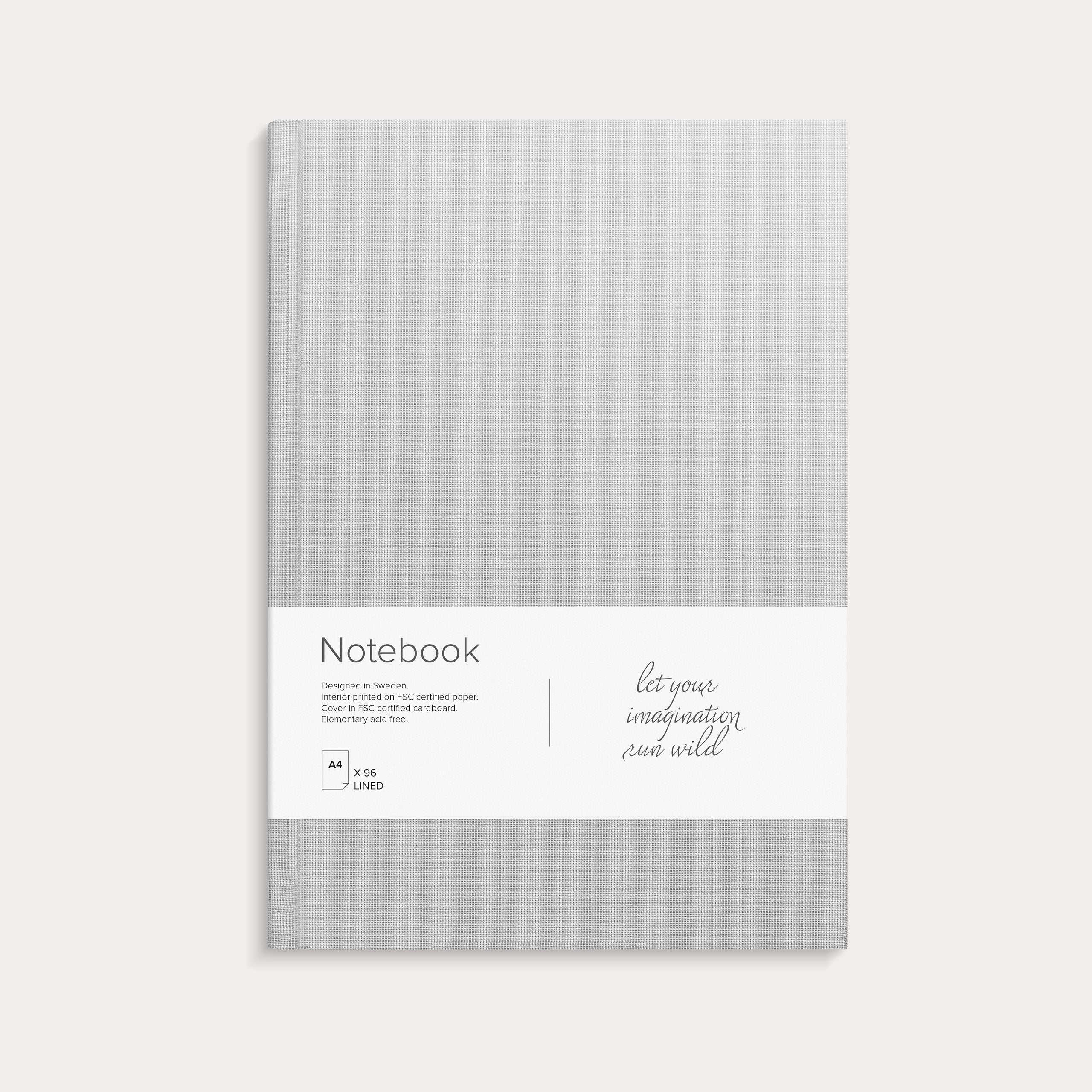 Skrivebok A4 linjer grå